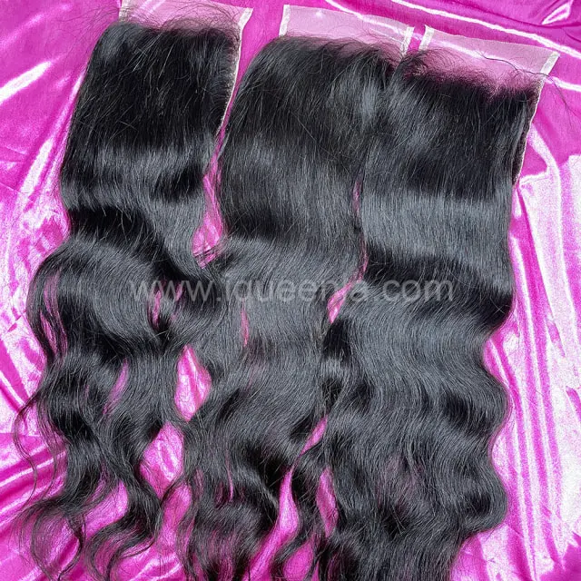 iqueenla Raw Hair Indian Wavy 5x5  Transparent Lace Closure