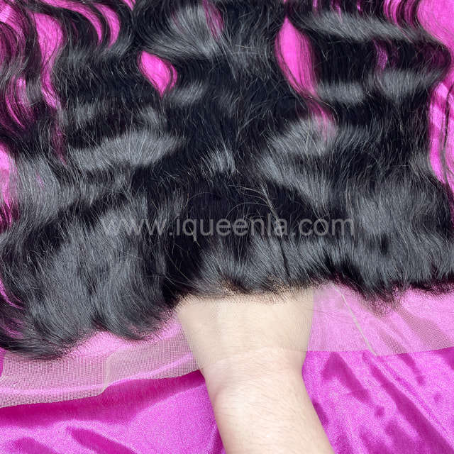iqueenla Raw Hair Indian Wavy Transparent 13x4 Lace Frontal