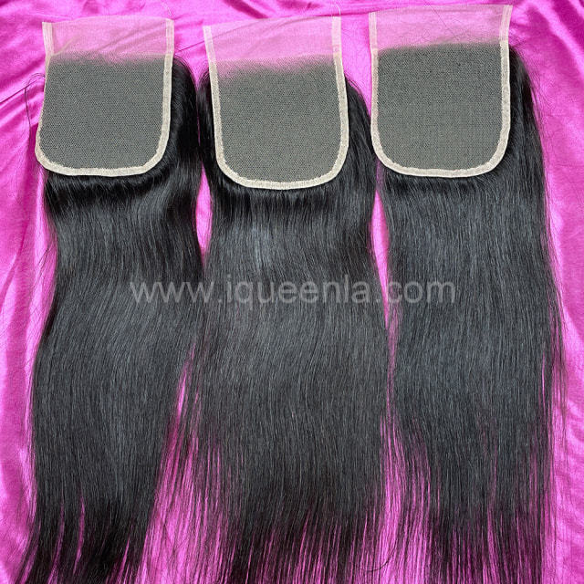 iqueenla Raw Straight Hair 4x4 Transparent Lace Closure