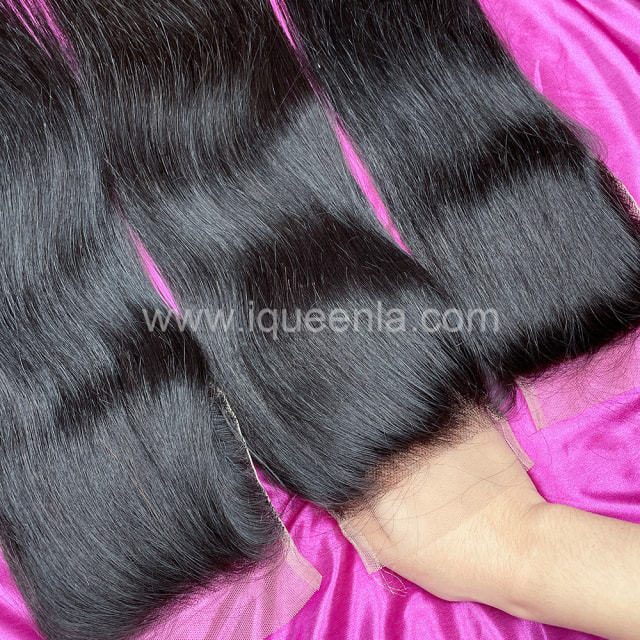 iqueenla Raw Straight Hair 4x4 Transparent Lace Closure