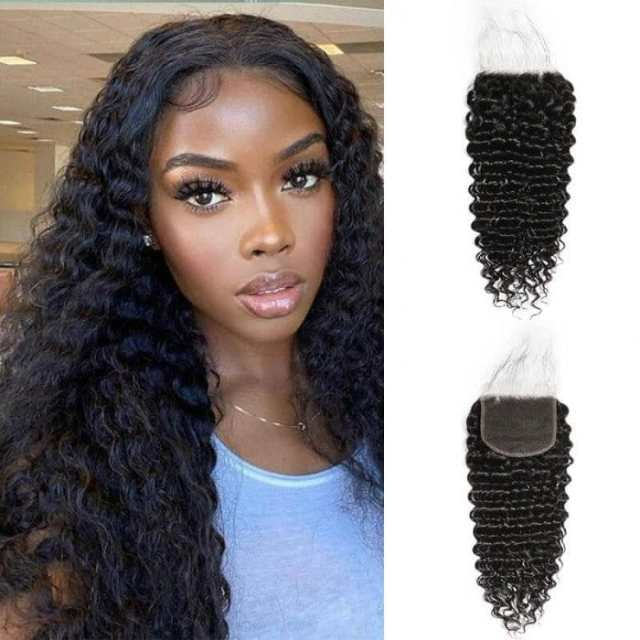 iqueenla Deep Wave Mink Virgin Hair 4x4 HD Lace Closure