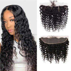 iqueenla Deep Wave Mink Hair 13x6 Transparent Lace Frontal