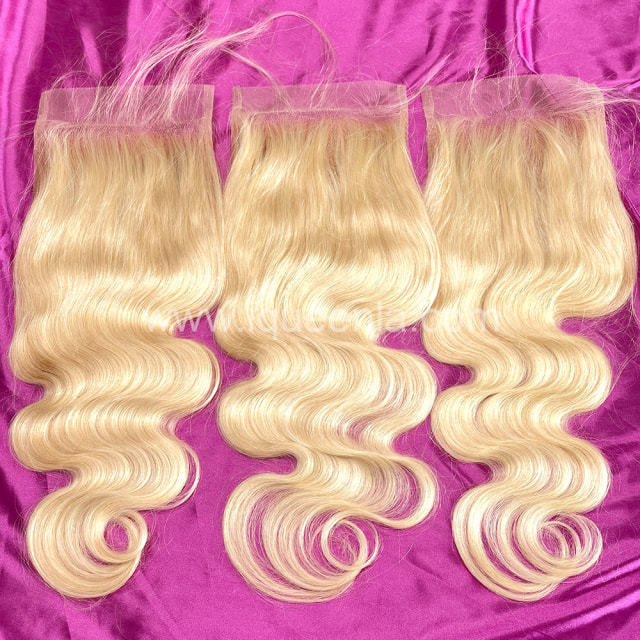 iqueenla Free Shipping Straight #613 Blonde Color 4x4 Transparent Lace Closure