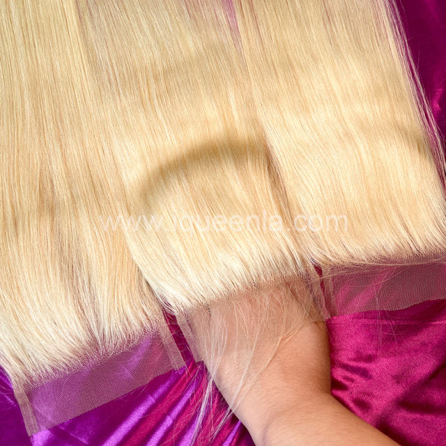 iqueenla #613 Blonde Color Straight Hair  6X6 Transparent Lace Closure