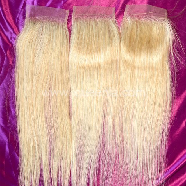 iqueenla Free Shipping #613 Blonde Color Straight Hair  6X6 Transparent Lace Closure