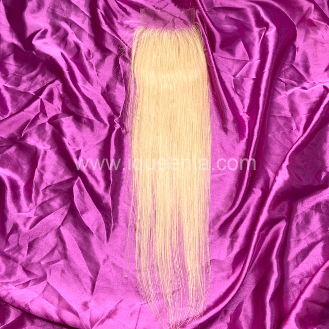 iqueenla Free Shipping Straight Hair Blonde #613 Color 4x4 HD Lace Closure
