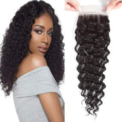 iqueenla Mink Hair Deep Wave 4x4 Transparent Lace Closure