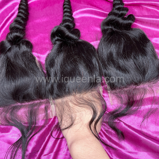 iqueenla Mink Hair Loose Wave 4x4 Transparent Lace Closure