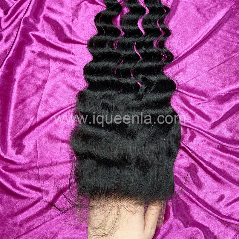 iqueenla Mink Human Hair Loose Deep 5x5 HD Lace Closure