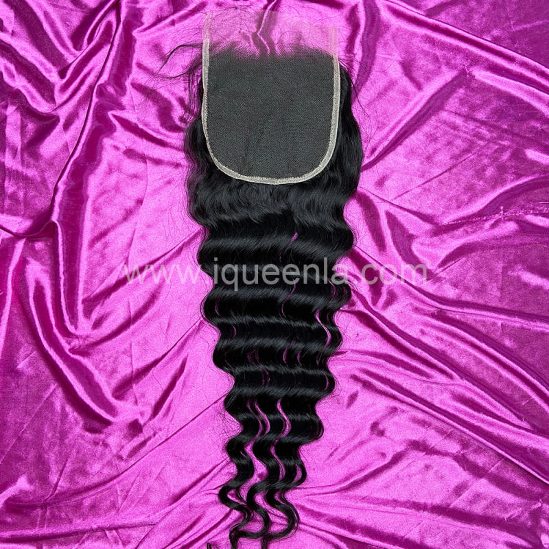 iqueenla Mink Human Hair Loose Deep 5x5 HD Lace Closure
