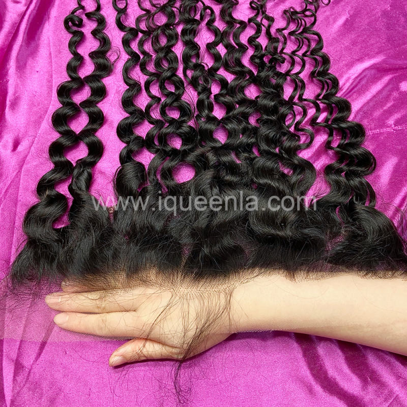 iqueenla Water Wave Mink Human Hair 13x4 HD Lace Frontal