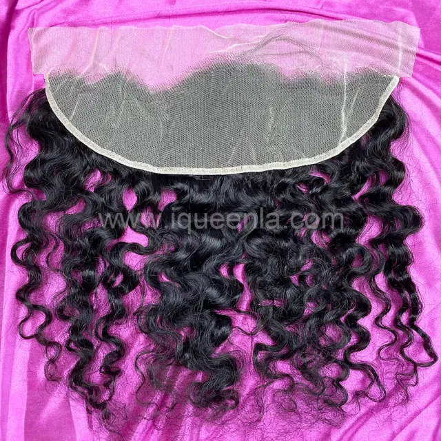 iqueenla Raw Hair Burmese Curly 13x4 Transparent Lace Frontal Free Shipping