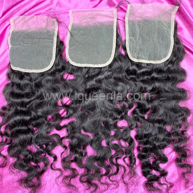 iqueenla Free Shipping Raw Hair Burmese Curly 5x5 Transparent Lace Closure