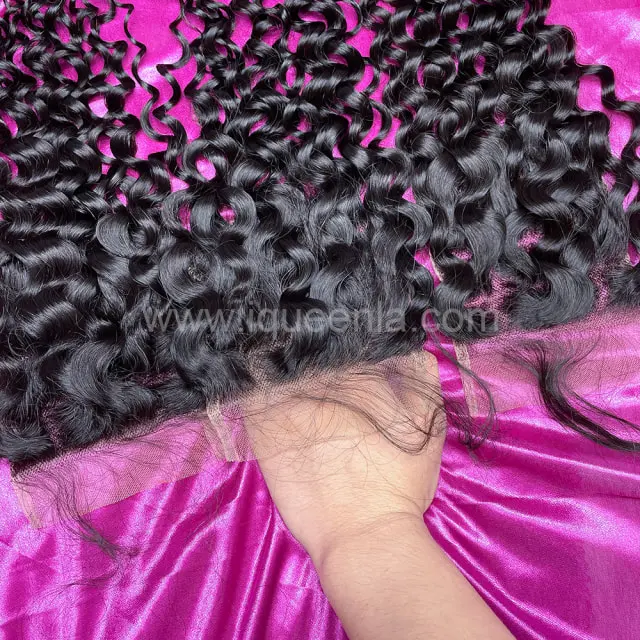 iqueenla Water Wave Mink  Hair 4x4 Transparent Lace Closure