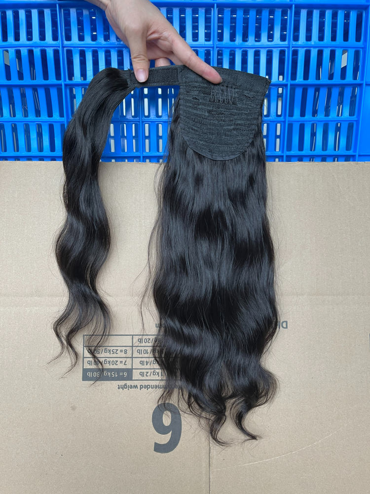 iqueenla Indian Wavy 100% Raw Hair Clip in Weave Ponytail Extensions
