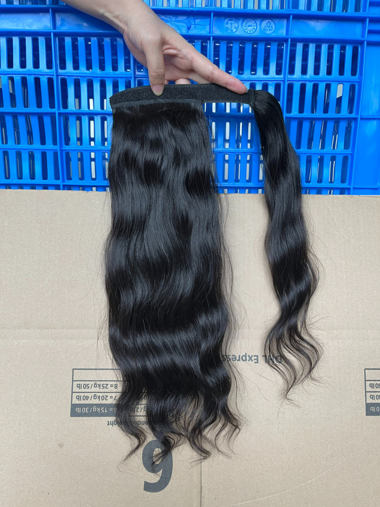 iqueenla Indian Wavy 100% Raw Hair Clip in Weave Ponytail Extensions