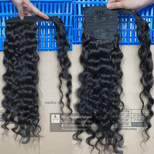 iqueenla Burmese Curly Best Raw Hair Ponytail Extensions