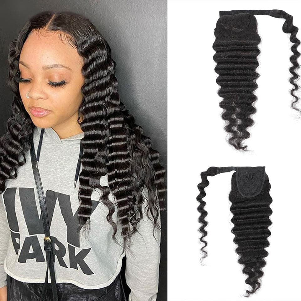 iqueenla Loose Deep Wrap Around Clip In Ponytail Hair Extensions For Women