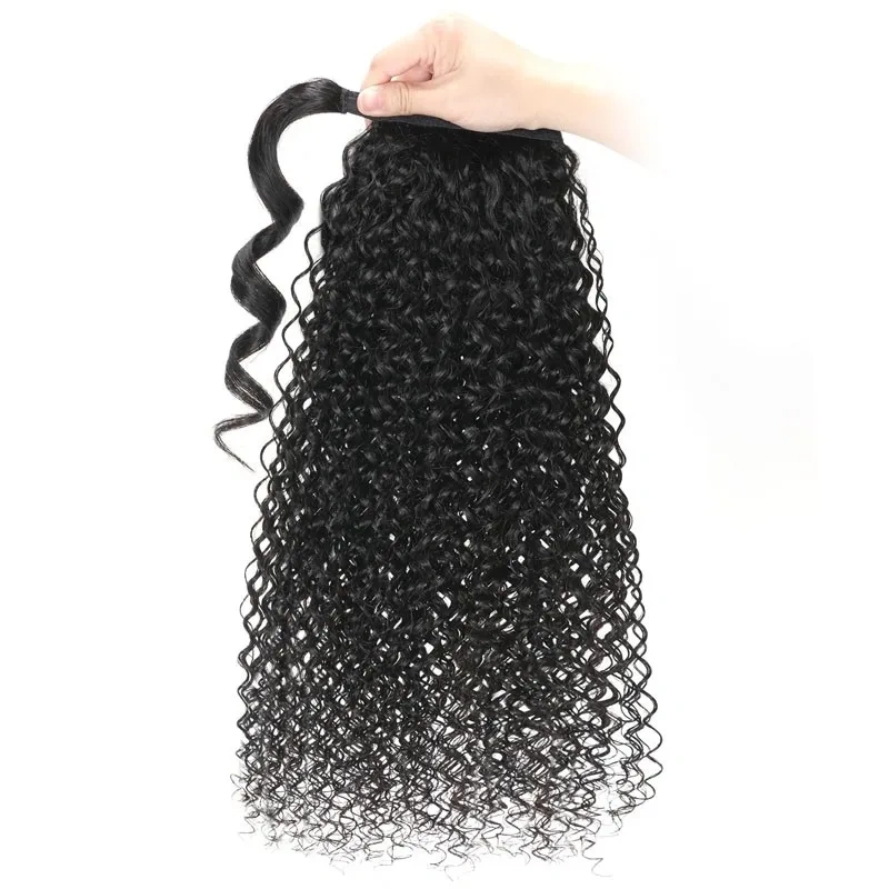 iqueenla Human Hair Curly Ponytail Extension Instant Confidence Booster