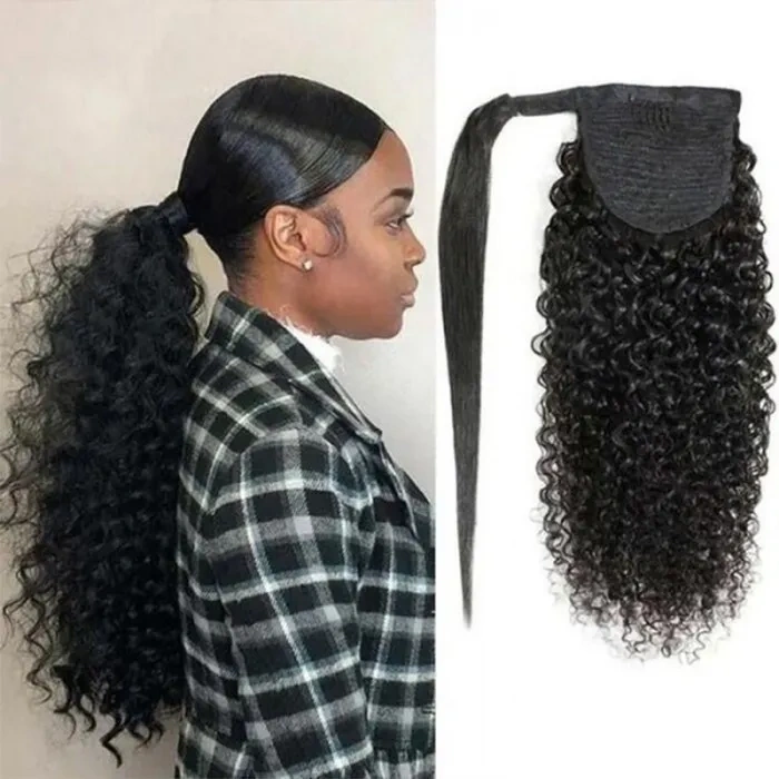 iqueenla Human Hair Curly Ponytail Extension Instant Confidence Booster