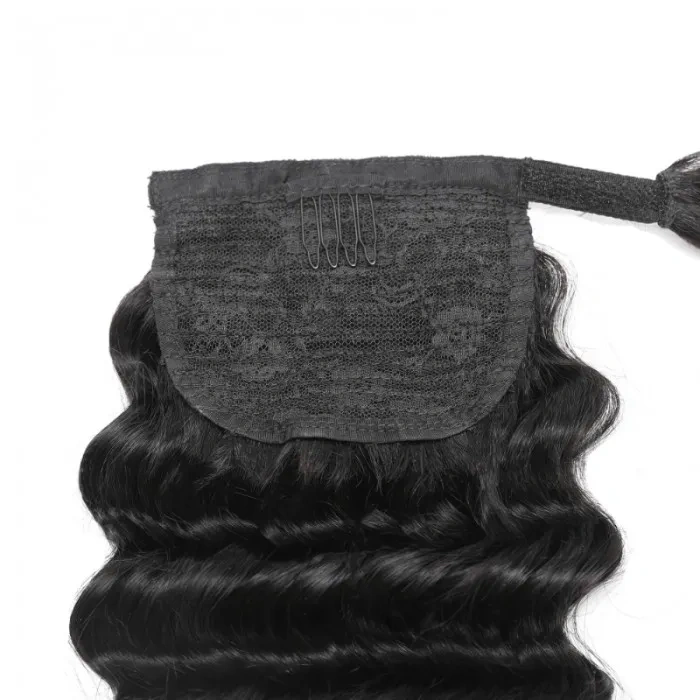 iqueenla 100% Mink Hair Deep Wave Clip In Ponytail Extension 12-30 Inch