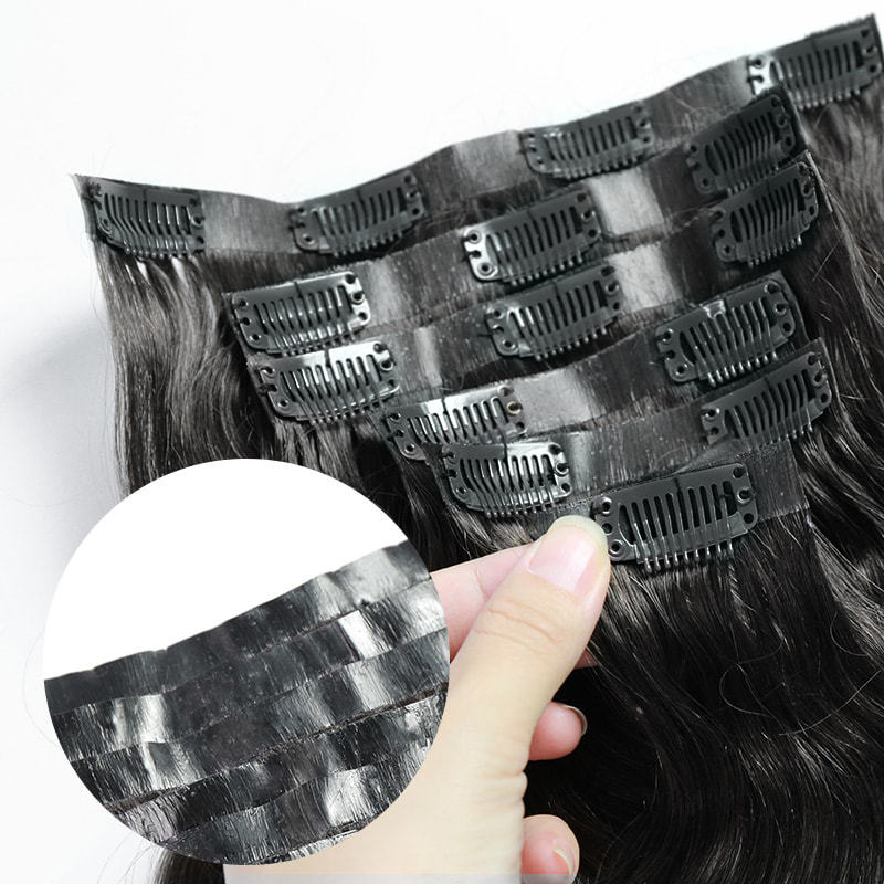 iqueenla Unprocessed Mink Hair Body Wave Seamless Clip-In Hair Extensions 7Pcs/Set