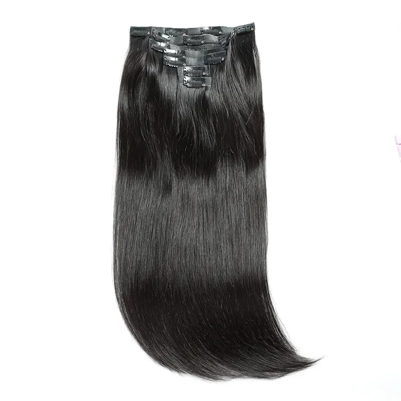 iqueenla 12a Mink Hair Seamless Clip-In Straight Hair Extensions 7Pcs/Set