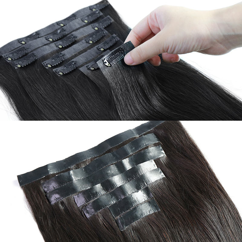 iqueenla 12a Mink Hair Seamless Clip-In Straight Hair Extensions 7Pcs/Set