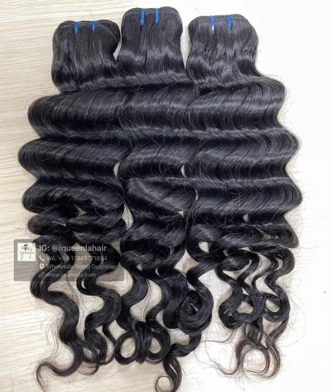 iqueenla 15A Top Virgin Hair Natural Wave Double Drawn Bundle for Sew In