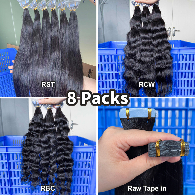 iqueenla Best 100% Raw Hair Tape In Hair Extensions 8 Packs Free Shipping