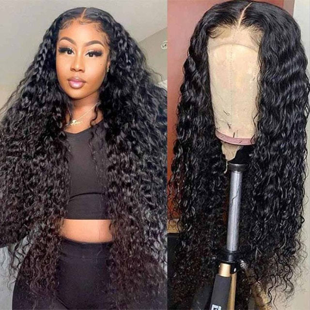 iqueenla 12a Mink Hair Deep Wave 5x5 Transparent Lace Closure Customize Wig