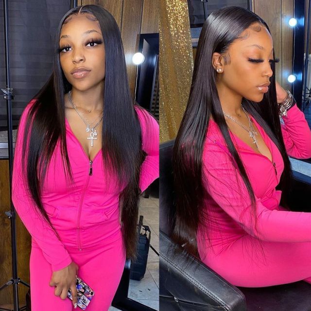 iqueenla 12a Mink Hair Straight 13x4 Transparent Lace Frontal Customize Wig