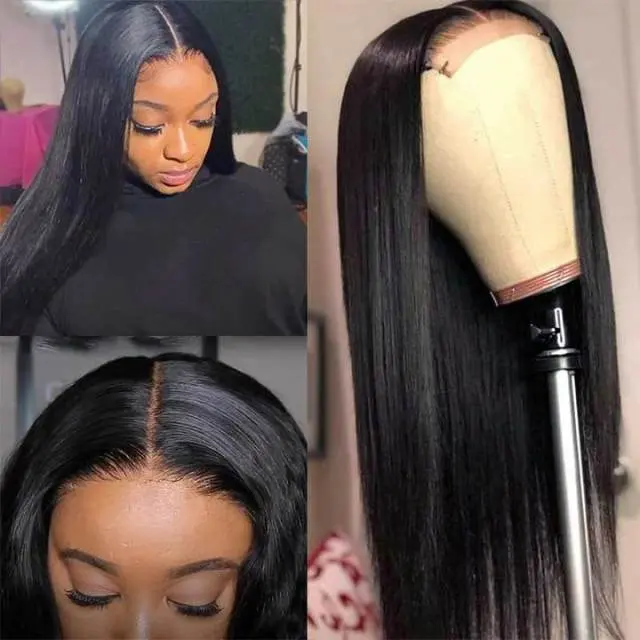 iqueenla 12a Mink Hair Straight 4x4 Transparent Lace Closure Customize Wig 300% Density