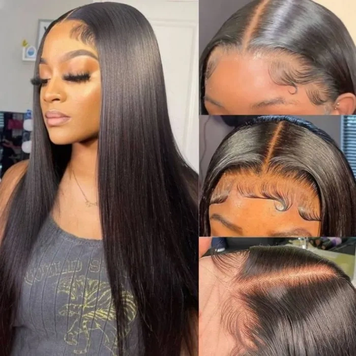 iqueenla 12a Mink Hair 300% Density Straight 4x4 HD Lace Closure Customize Wig