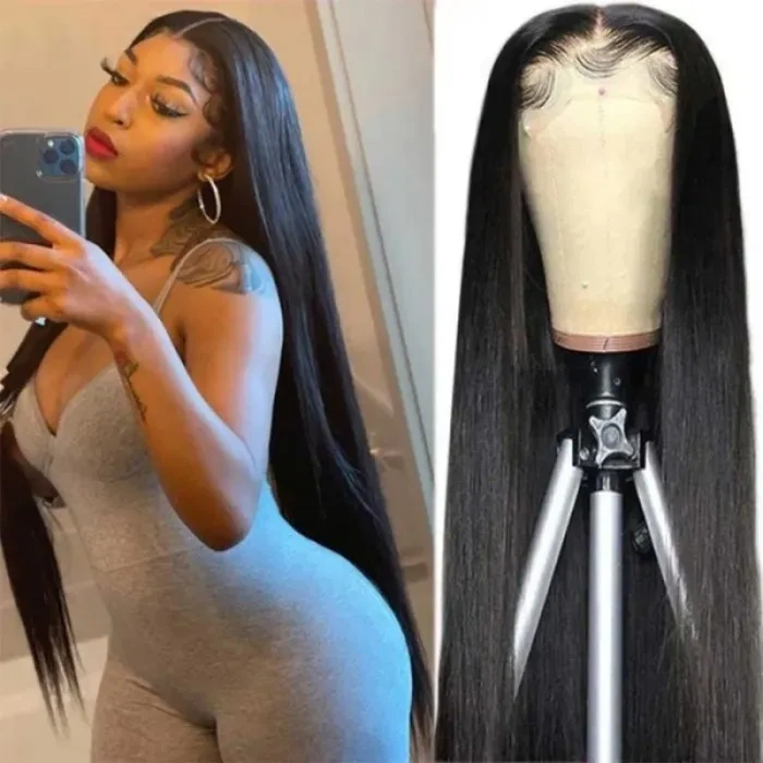 iqueenla Straight Raw Hair 4x4 Transparent Lace Closure Custom Wig 300% Density