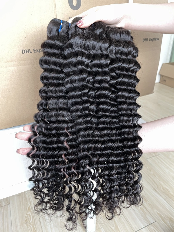 iqueenla Deep Wave Double Drawn 15A Top Virgin Hair 3 Hair Bundles