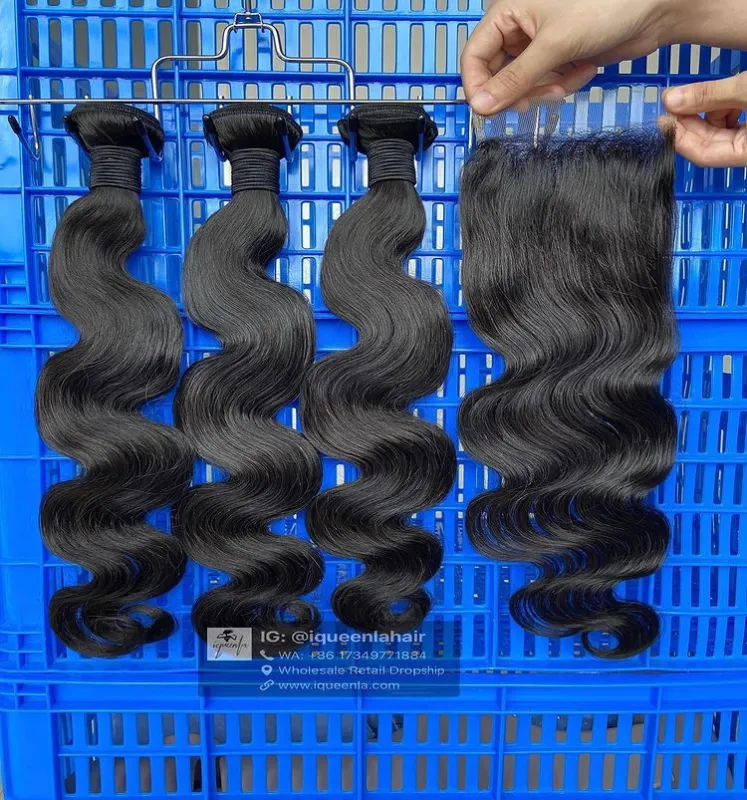 iqueenla 12A Grade Body Wave Mink Hair  with 4x4 HD Lace CLosure