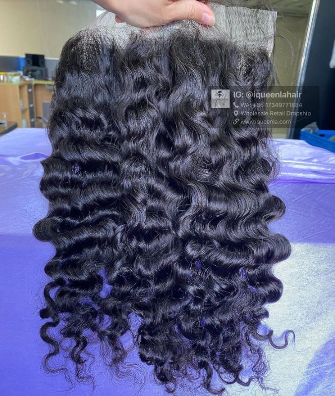 iqueenla Raw Hair Burmese Curly 4x4 Transparent Lace Closure