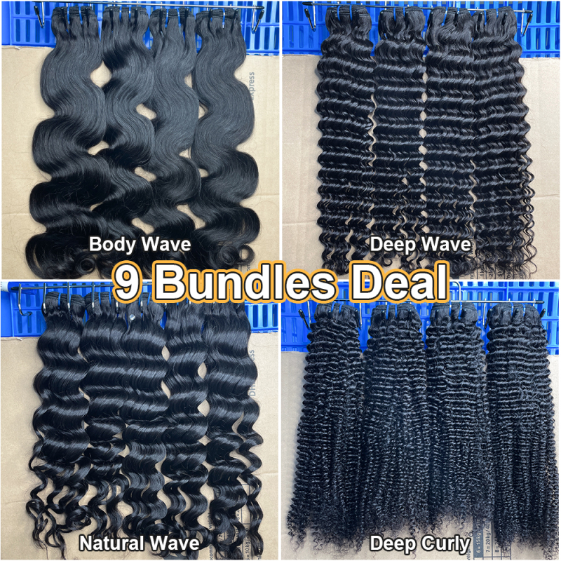 iqueenla 15A Top Virgin Hair Bundles Sew In Hairstyle 9 Pcs Free Shipping