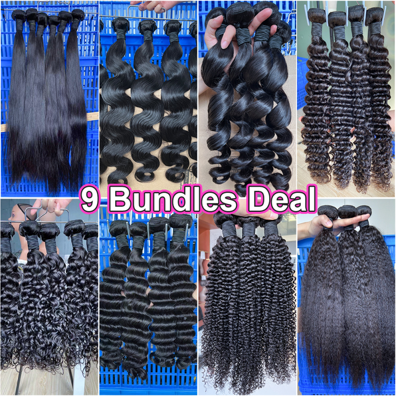 Iqueenla High Quality 12A Mink Hair 9 Pcs Hair Bundles Deal Free Shipping