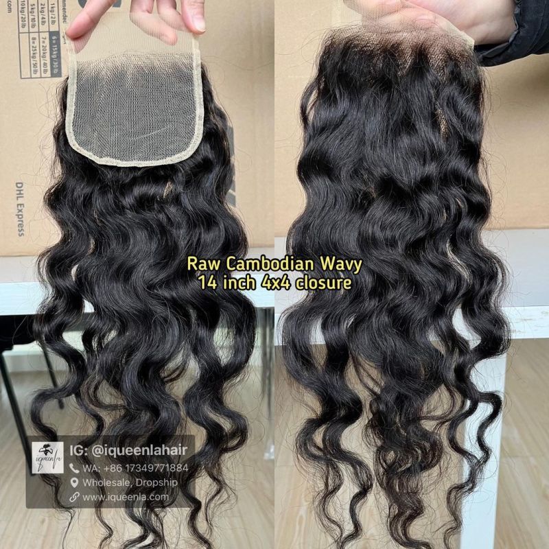 iqueenla Cambodian Wavy Raw Hair 4x4 Transparent Lace Closure