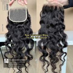 iqueenla Cambodian Wavy Raw Hair 4x4 Transparent Lace Closure