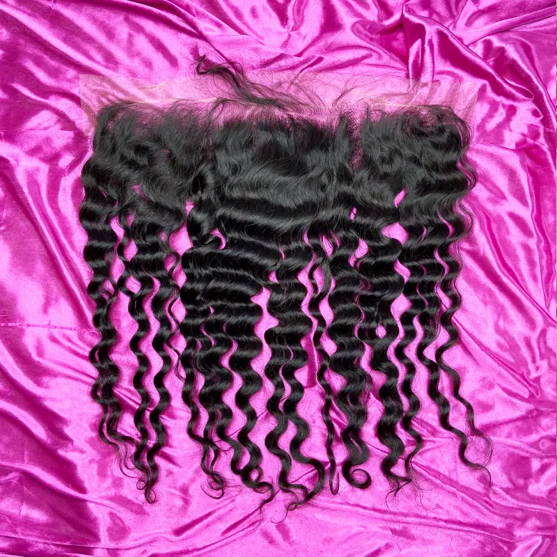 iqueenla 15A Deep Wave Virgin Hair 3 Bundles with 13x4 Transparent Lace Frontal