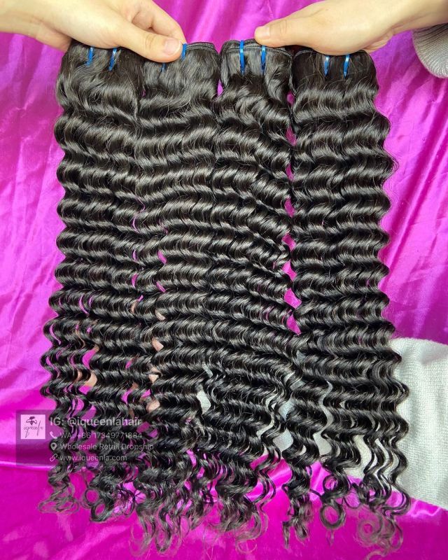 iqueenla 15A Deep Wave Top Virgin Hair Bundle Natural Color 4 Bundles Deals