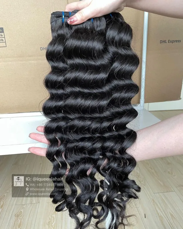 iqueenla 4 Bundles/Lot Natural Wave Unprocessed 15a Top Virgin Hair