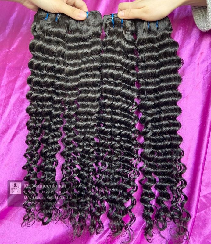 iqueenla 15A Deep Wave Top Virgin Hair Bundle Natural Color 4 Bundles Deals