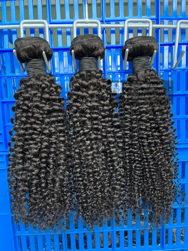 iqueenla 4 Bundles Deal 12a Jerry Curly 100% Mink Hair Weaves No Shedding