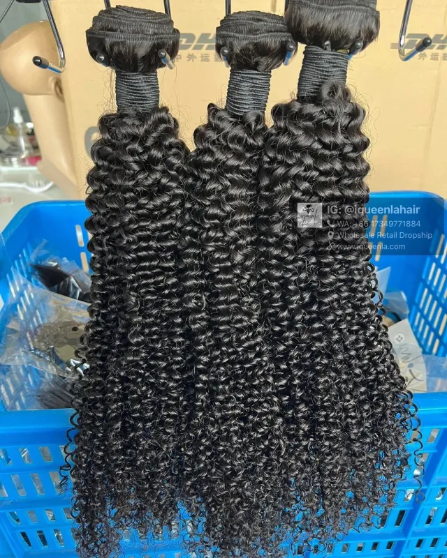 iqueenla 4 Bundles Deal 12a Jerry Curly 100% Mink Hair Weaves No Shedding