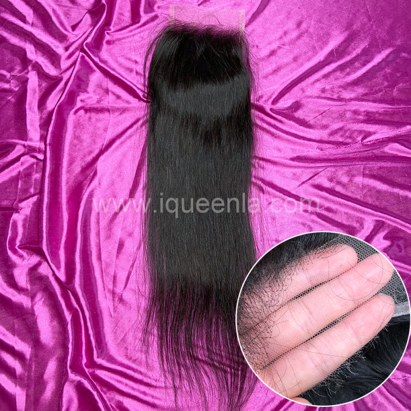 iqueenla High Qualiy Raw Hair Straight 3 Bundles and 6x6 HD Lace Closure