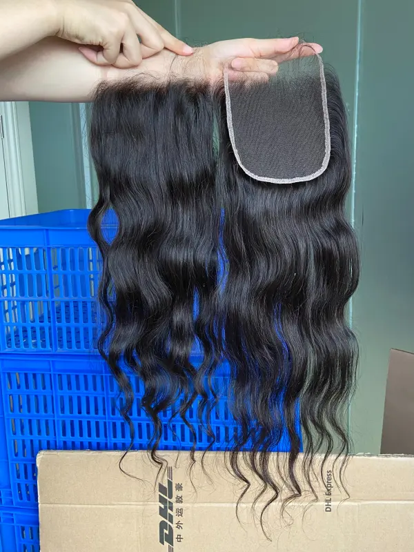 iqueenla Indian Wavy Raw Hair 3 Bundles with 5x5 HD Lace Closure